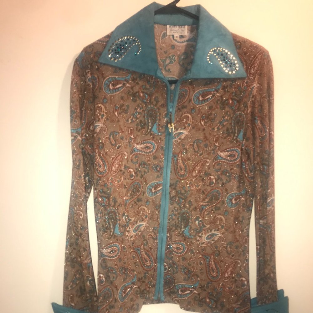 Hobby Horse brown/teal western top - medium